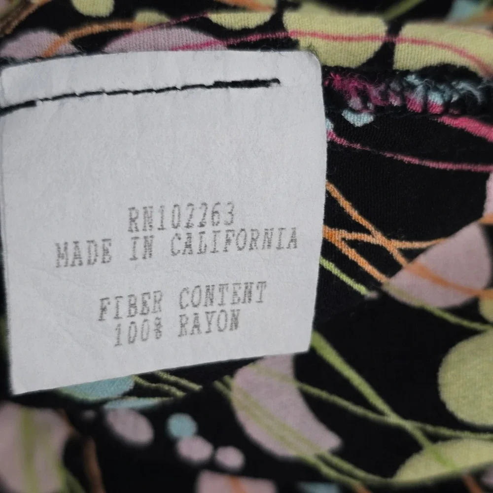 Loco Lindo Women's S M Black Multi Color‎ Bubble Print V Neck Button Up Top - Picture 5 of 6